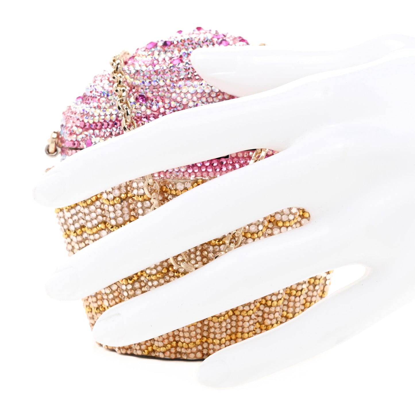 Crystal Cupcake Minaudiere Clutch Gold Multicolor