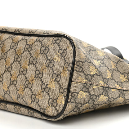 Gucci Soft GG Supreme Monogram Bees Small Crossbody Tote Beige Oro Black 10 of 14