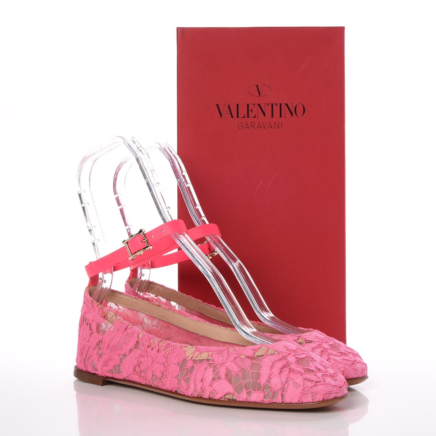 Valentino Garavani Lace Ankle Strap Ballerina Flats 39.5 Framboise 9 of 9