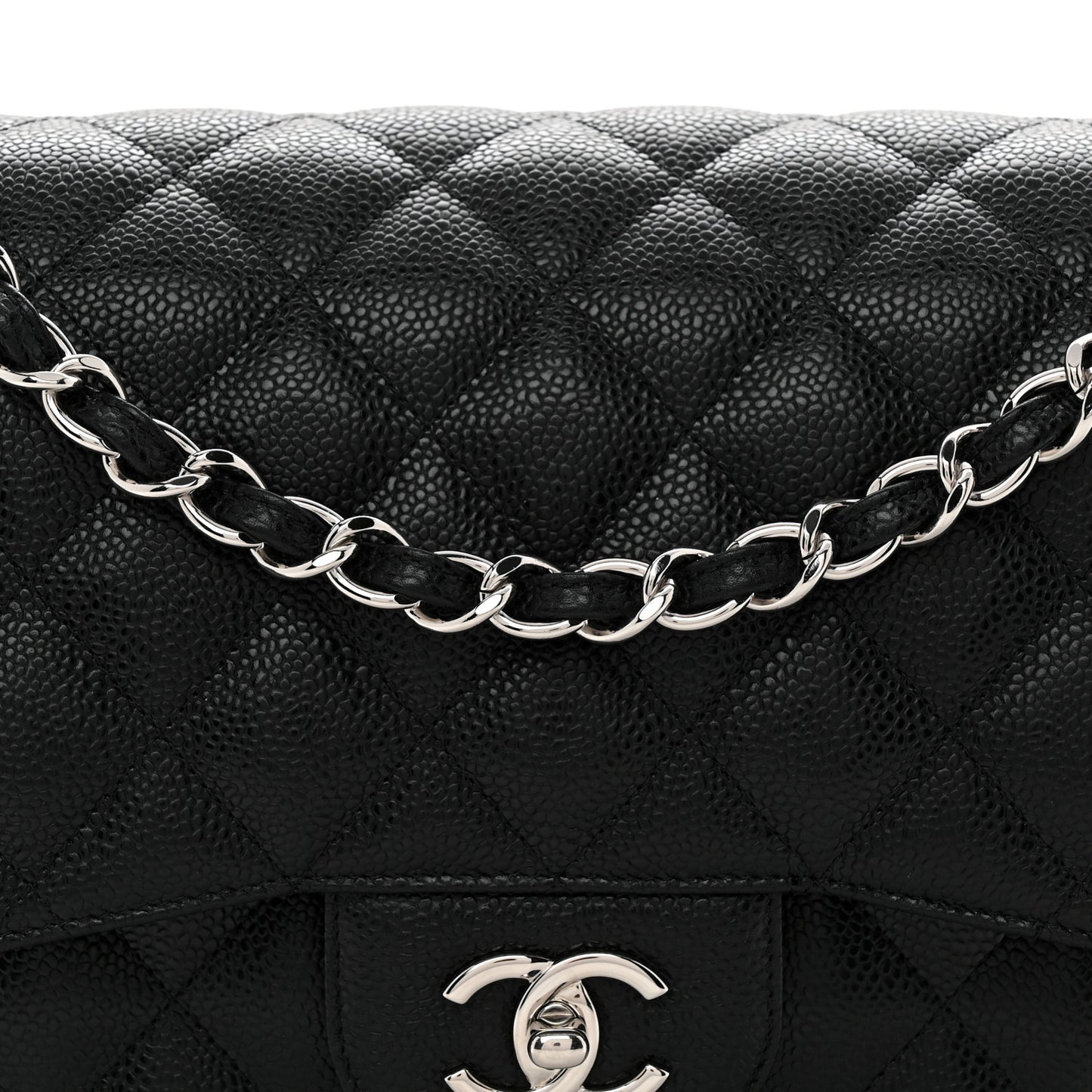 Caviar Quilted Jumbo Double Flap Black