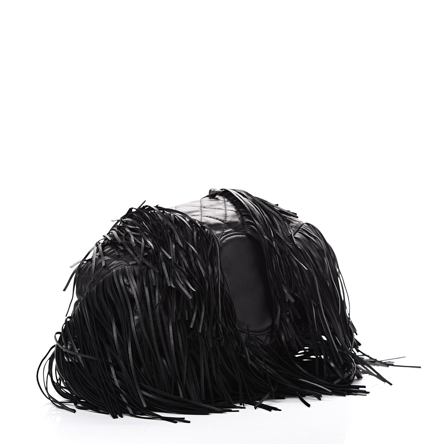 Lambskin Quilted Western Baluchon Fringe Bag Black