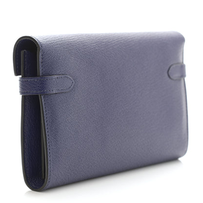 Hermes Chevre Mysore Kelly Longue Wallet Bleu Ecre 3 of 8