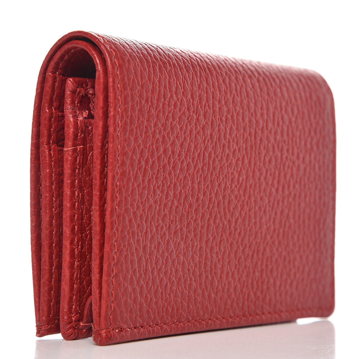 Pebbled Calfskin GG Marmont Card Case Hibiscus Red