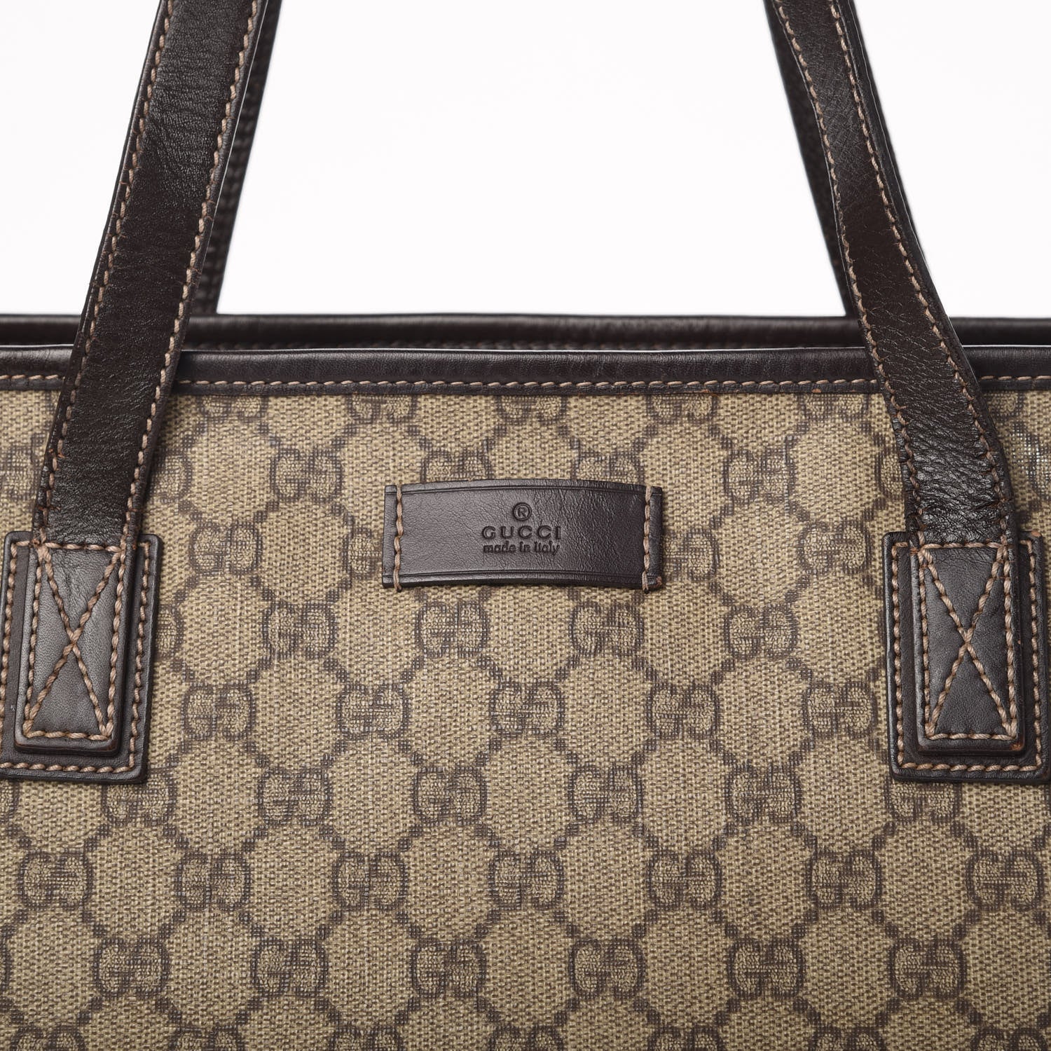 Gucci GG Supreme Monogram Medium Zippered Shopping Tote Dark Brown 10 of 19