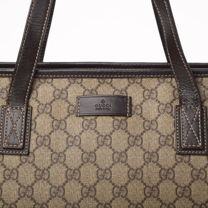 Gucci GG Supreme Monogram Medium Zippered Shopping Tote Dark Brown 10 of 19