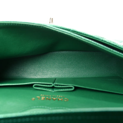 Chanel Metallic Caviar Quilted Small Double Flap Green 5 of 11