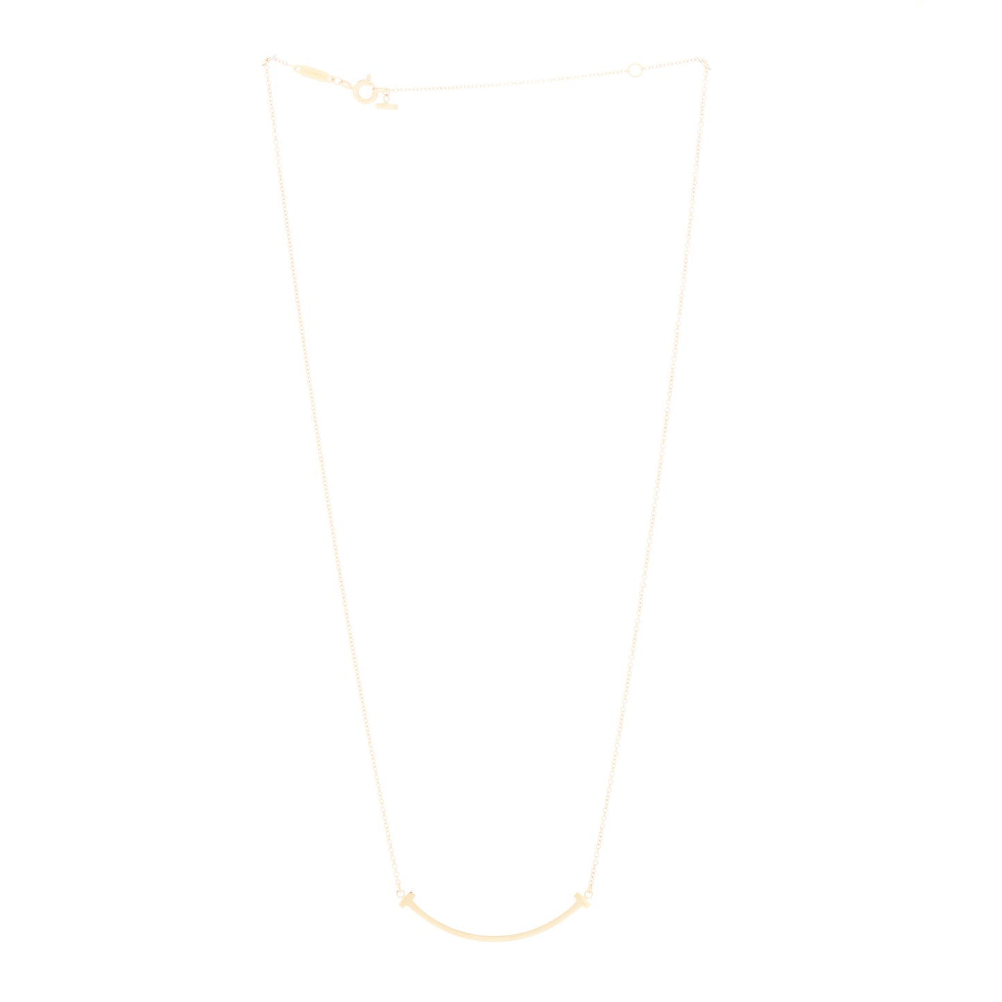 18K Yellow Gold Small T Smile Pendant Necklace