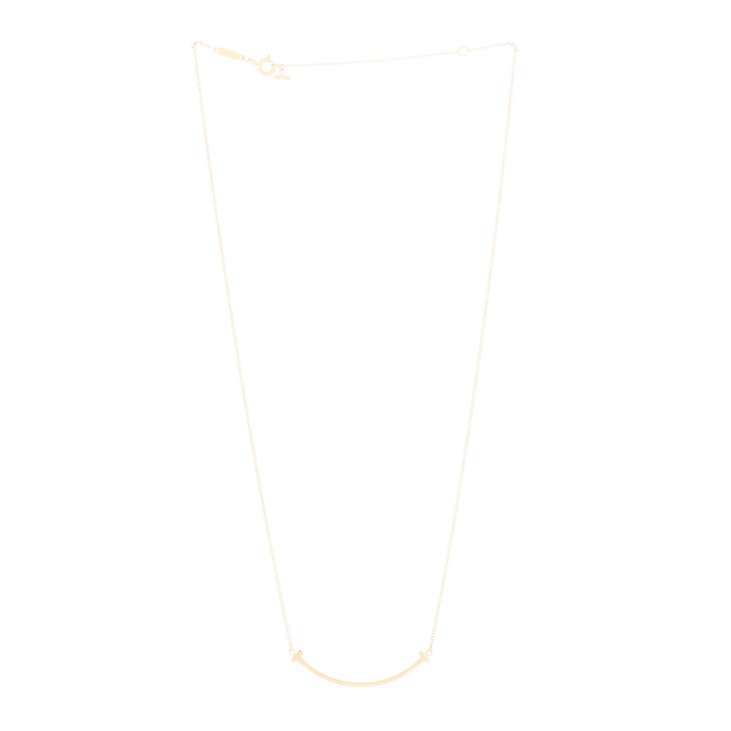Tiffany 18K Yellow Gold Small T Smile Pendant Necklace 3 of 5