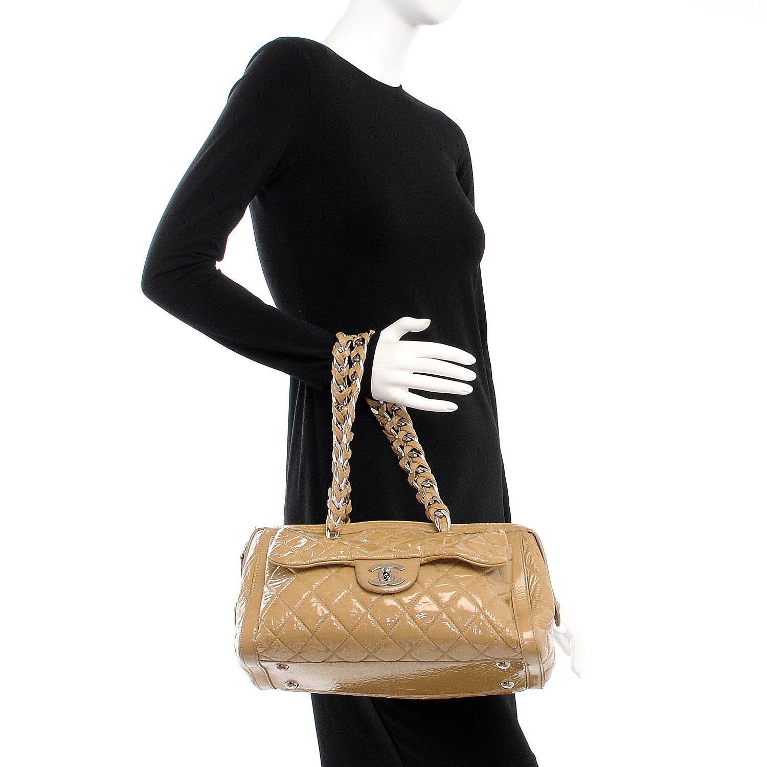 Chanel Patent Quilted Day Glo Flap Bag Beige 2 of 18