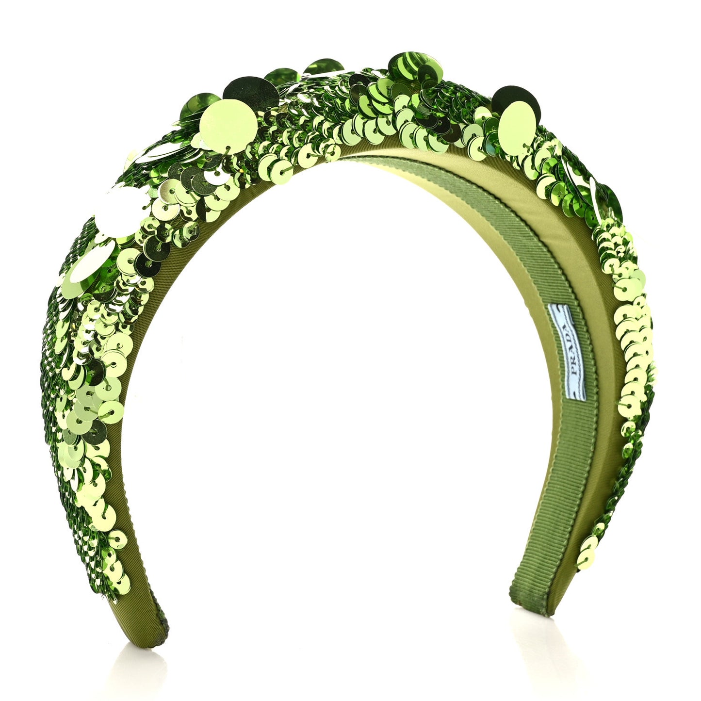 Paillettes Metal Triangle Logo Headband Lime