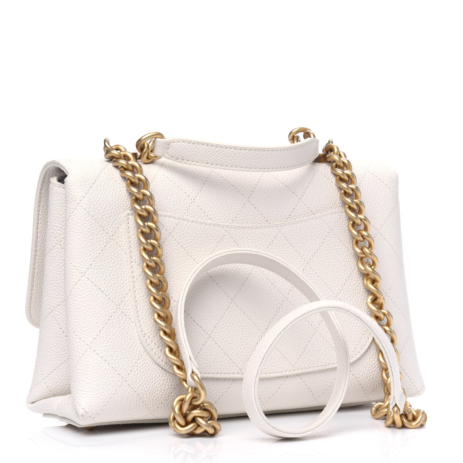 Chanel Grained Calfskin Small Stitched Flap White 2 of 4