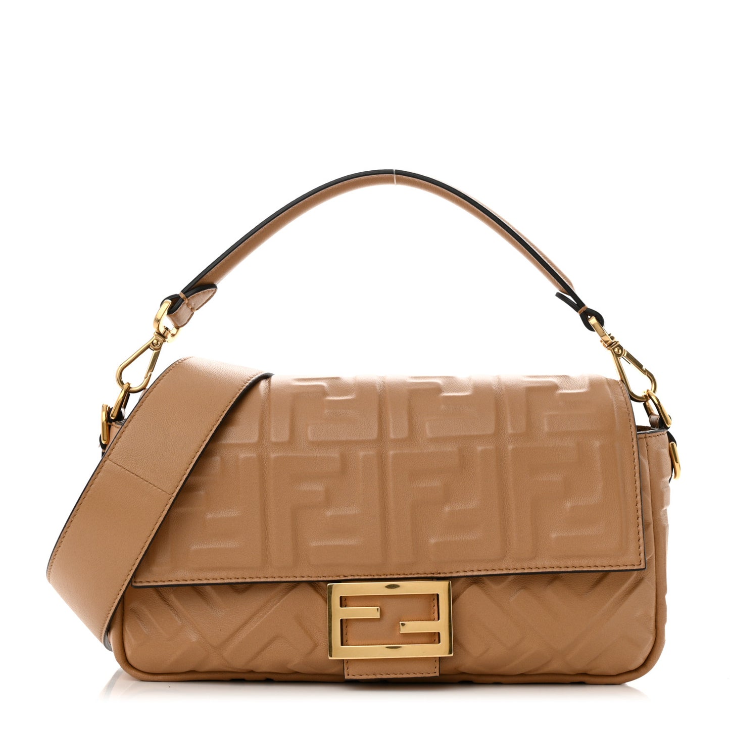 Nappa FF 1974 Embossed Baguette Miele Scuro