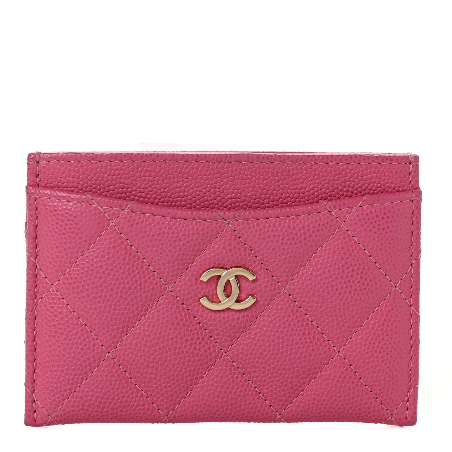 Caviar Quilted Card Holder Pink