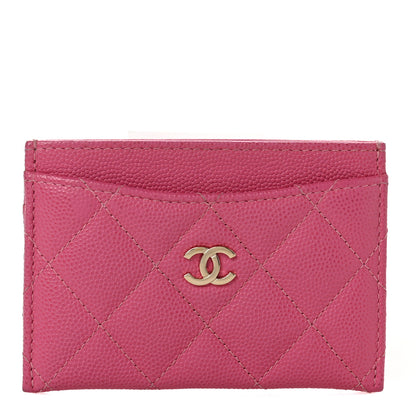 Chanel Caviar Quilted Card Holder Pink 1 of 8