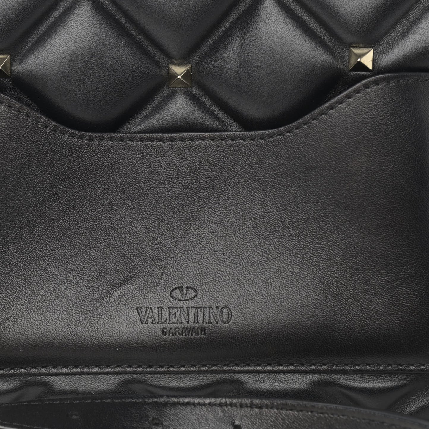 Lambskin VLTN Print Candystud Top Handle Bag Black