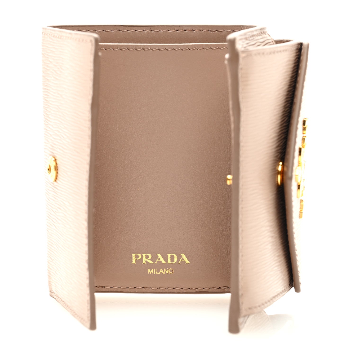 Prada Vitello Move Metal Small Tri-Fold Wallet Cipria 6 of 7