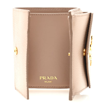 Prada Vitello Move Metal Small Tri-Fold Wallet Cipria 6 of 7