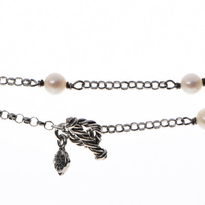 David Yurman Sterling Silver Freshwater Pearl Bead Chain Necklace 6 of 7