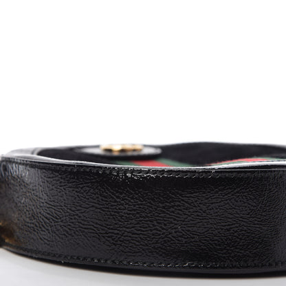 Gucci Suede Patent Web Mini Ophidia Round Shoulder Bag Black 6 of 10