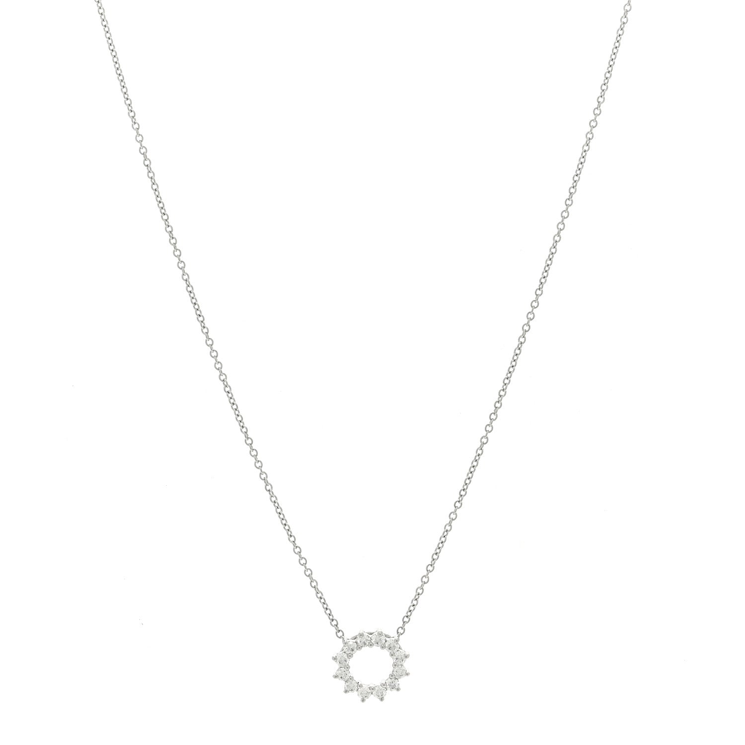 Tiffany Platinum Diamond Mini Open Circle Pendant Necklace 1 of 4