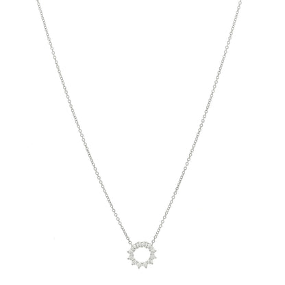 Tiffany Platinum Diamond Mini Open Circle Pendant Necklace 1 of 4