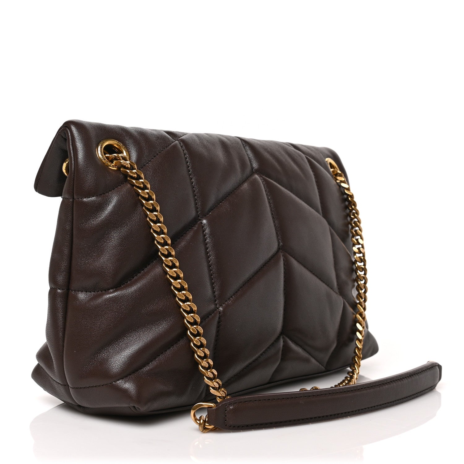 Saint Laurent Lambskin Quilted Small Loulou Puffer Monogram Chain Satchel Dark Ganache 3 of 8