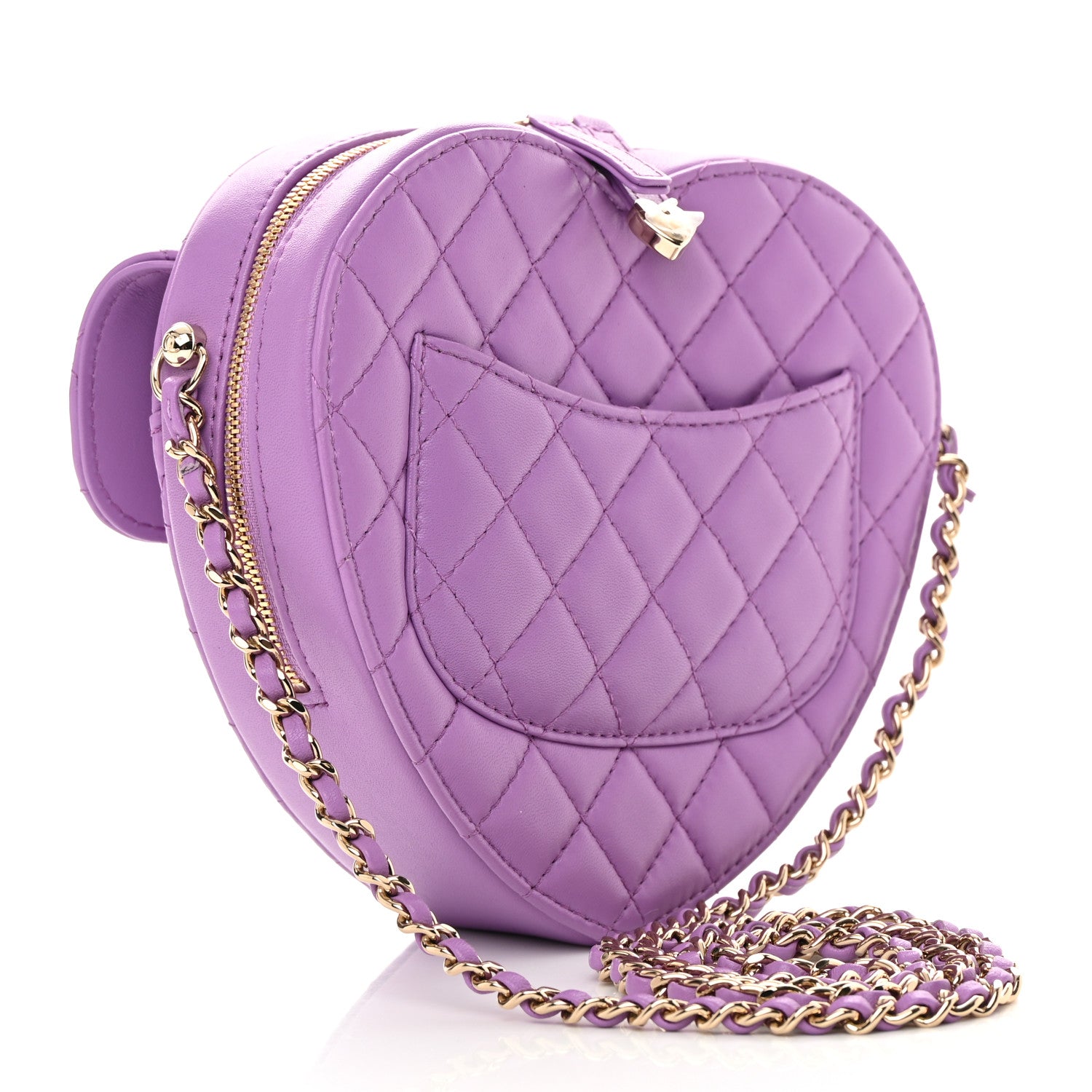 Chanel Lambskin Quilted CC In Love Heart Bag Purple 3 of 11