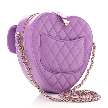 Chanel Lambskin Quilted CC In Love Heart Bag Purple 3 of 11