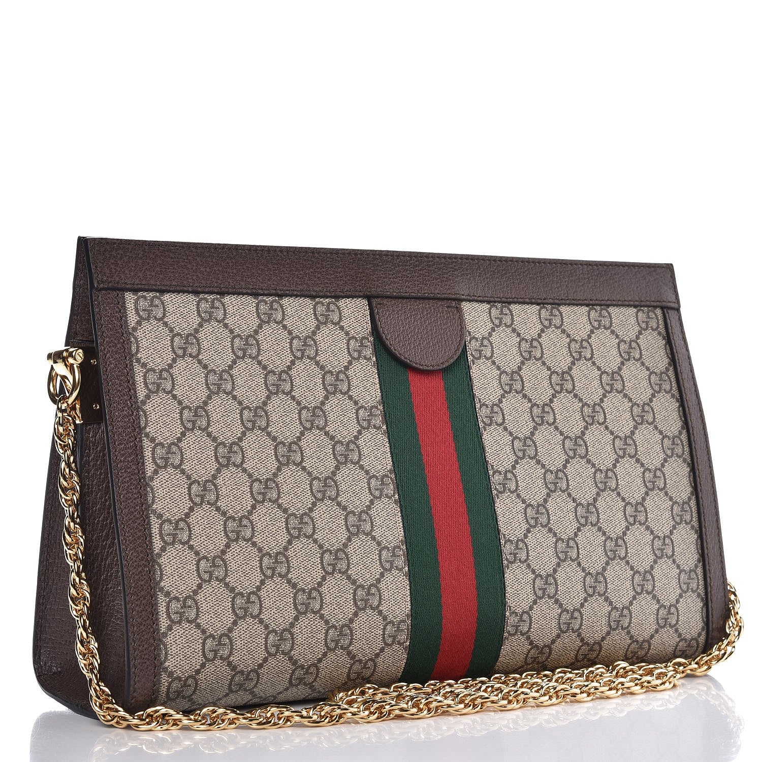 Gucci GG Supreme Monogram Web Medium Ophidia Chain Shoulder Bag Brown 3 of 7