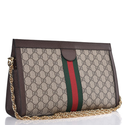 Gucci GG Supreme Monogram Web Medium Ophidia Chain Shoulder Bag Brown 3 of 7