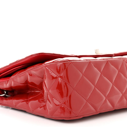 Chanel Patent Quilted Jumbo Double Flap Red 9 of 12