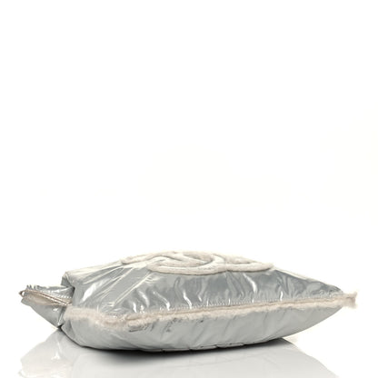 Chanel Vinyl Mohair Trimmed CC Bonbons Tote Silver 4 of 13