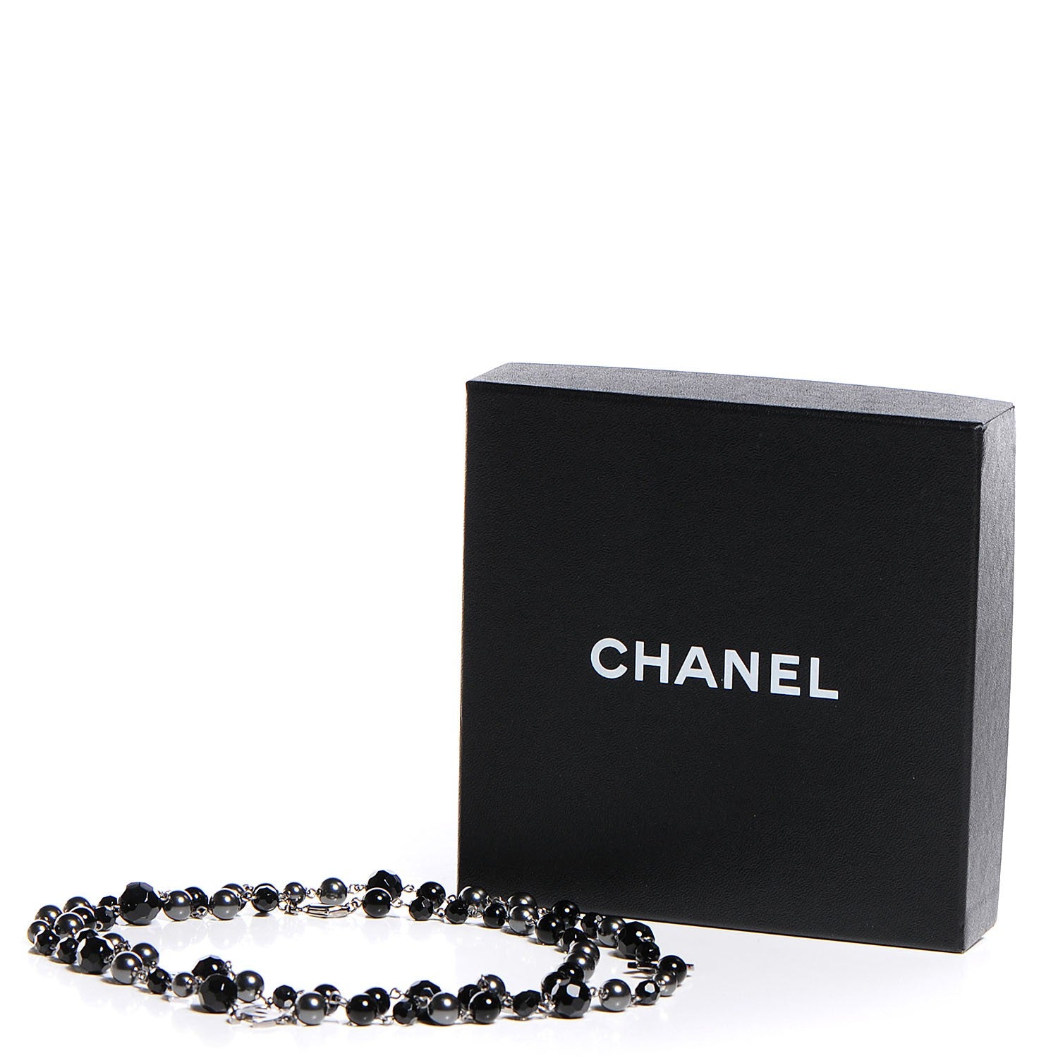 Chanel Ruthenium Beaded CC Long Necklace Black 5 of 5