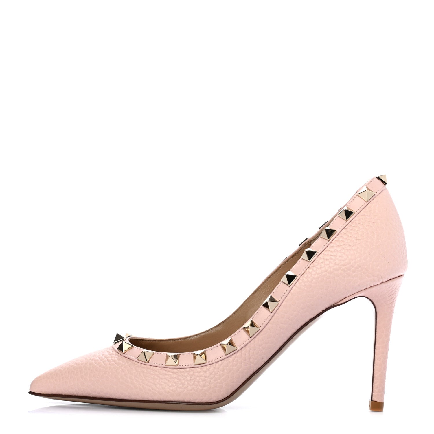 Valentino Garavani Pebbled Calfskin Rockstud 85mm Pumps 35.5 Rose Quartz 1 of 7