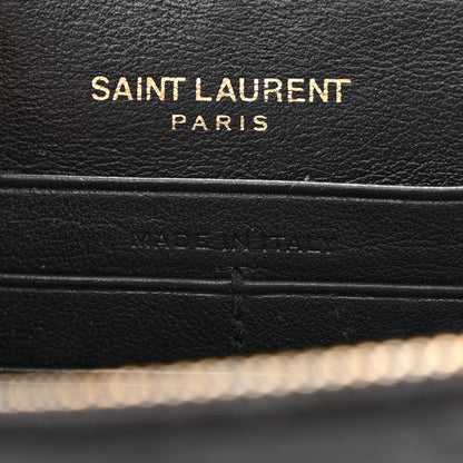 Saint Laurent Calfskin Crocodile Embossed Kate Monogram Tassel Chain Wallet Black 6 of 13