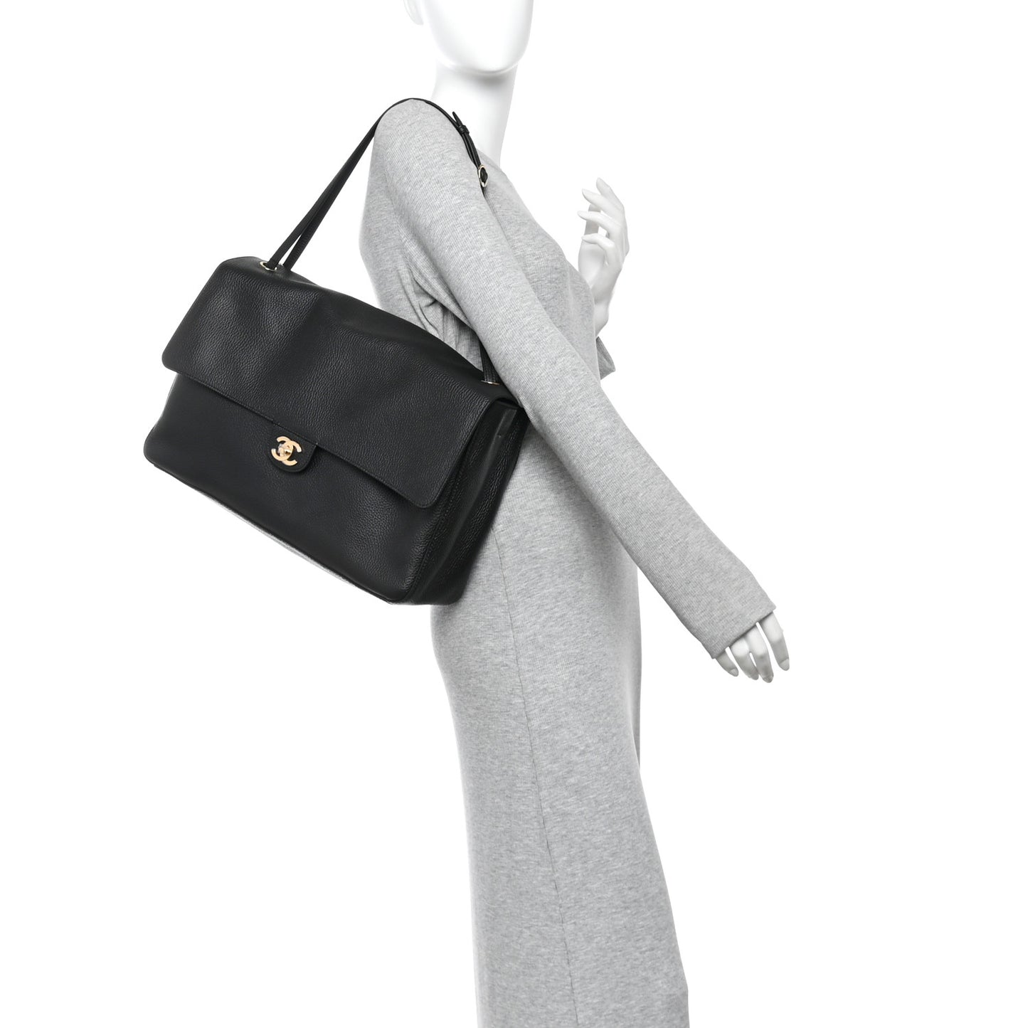 Grained Calfskin Souplissimo Maxi Flap Black