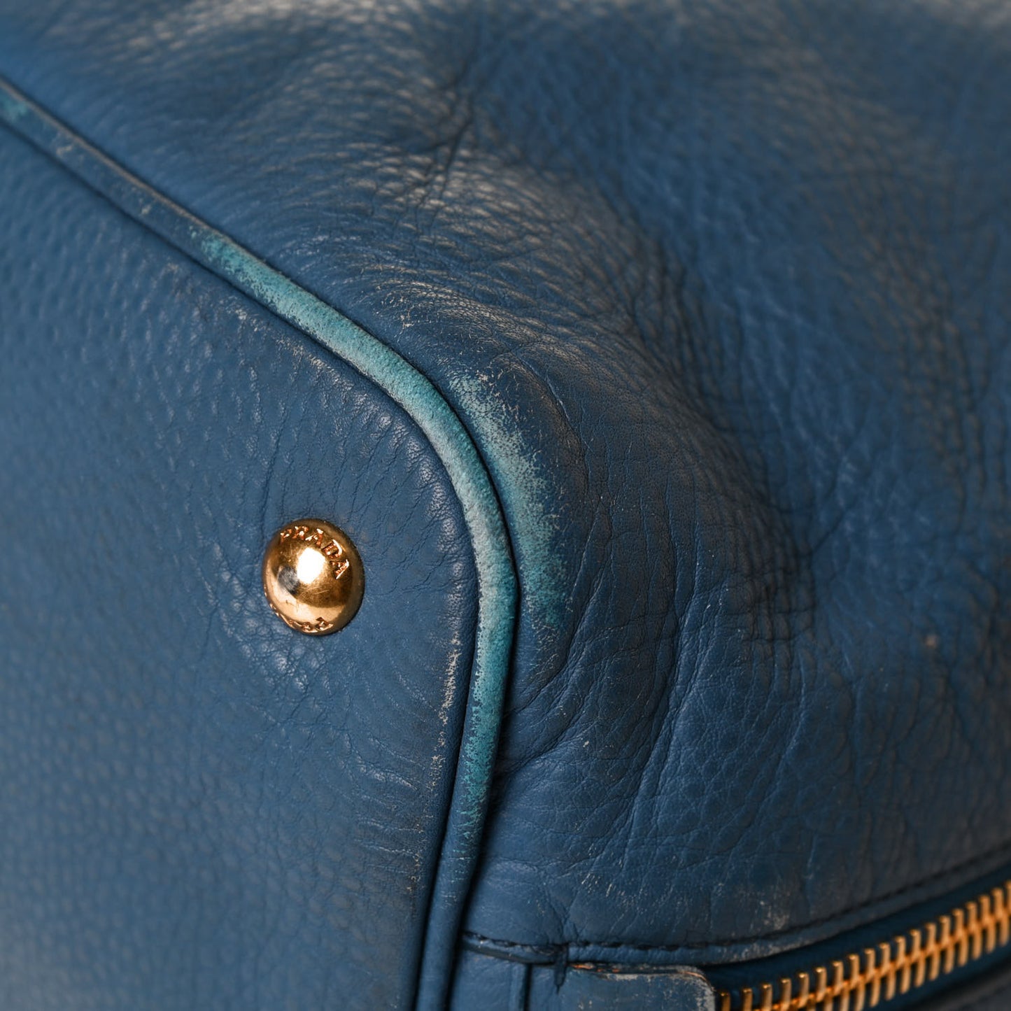 Vitello Daino Side Zip Tote Cobalto
