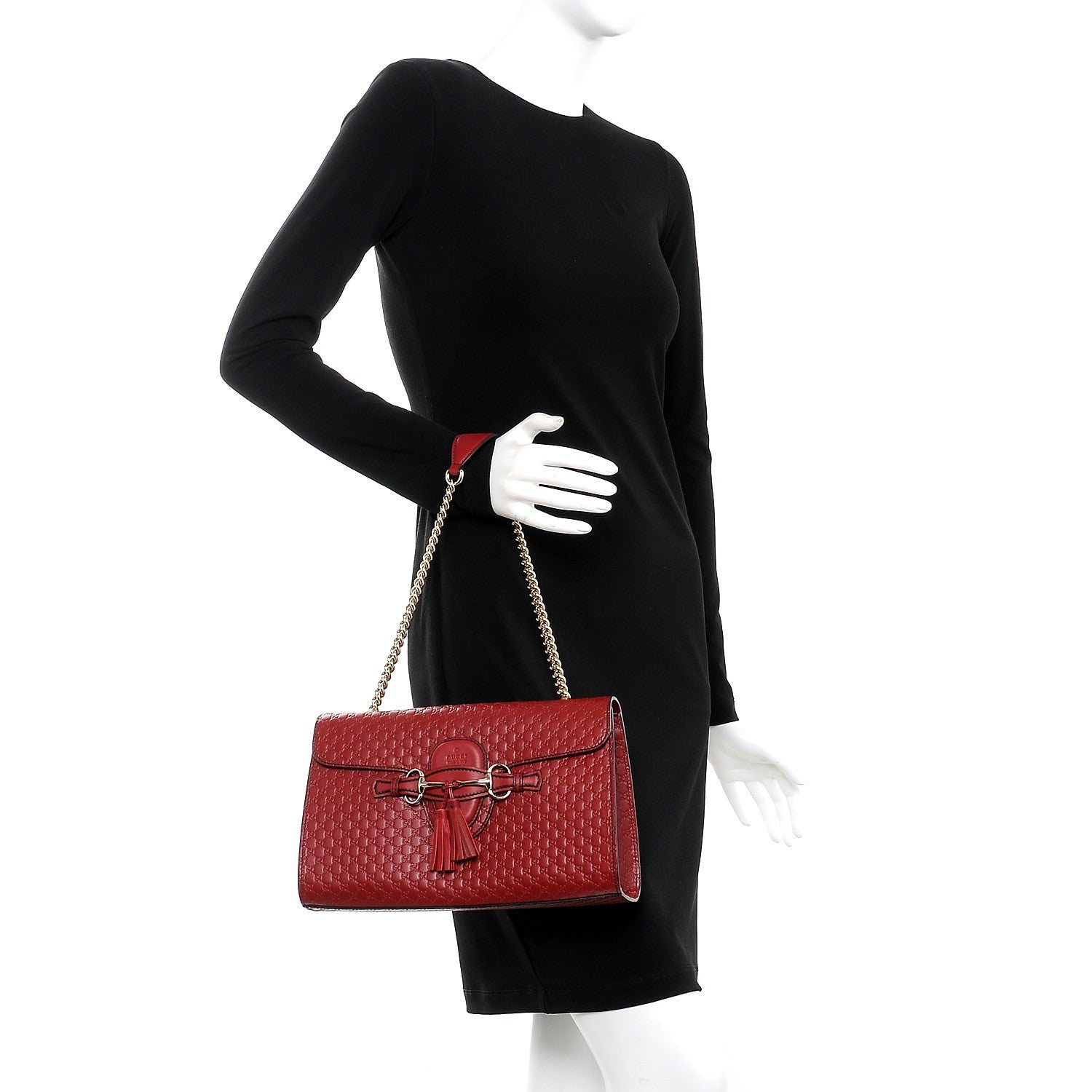 Gucci Microguccissima Medium Emily Chain Shoulder Bag Red 2 of 9