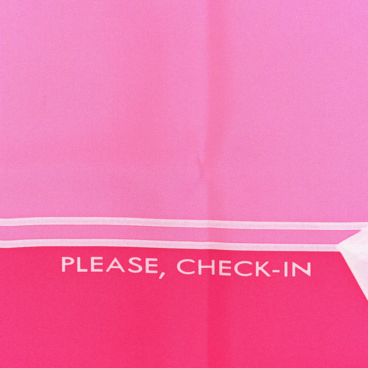 Hermes Silk Please Check In Scarf 90 Rose Vif Rose Bonbon 4 of 4