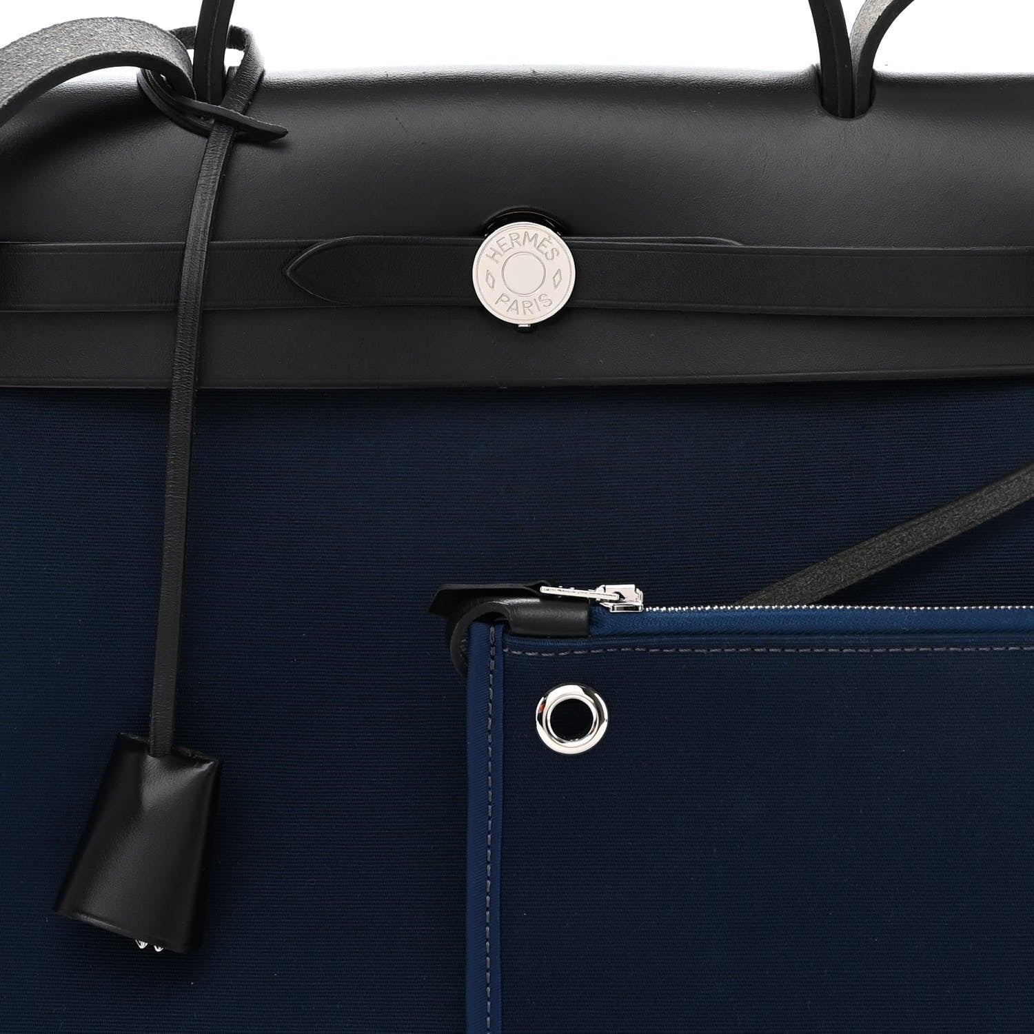 Hermes Military Toile Vache Hunter Herbag Zip PM 31 Bleu De Malte Black 8 of 12