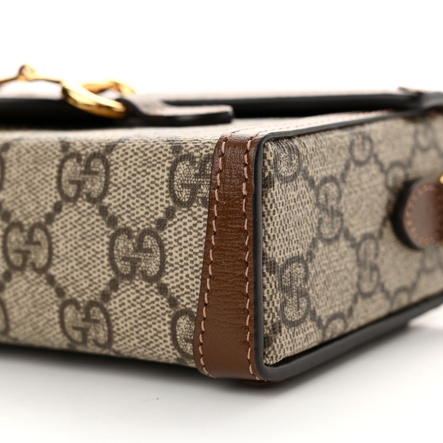 GG Supreme Monogram Mini Horsebit 1955 Shoulder Bag Beige Brown Sugar
