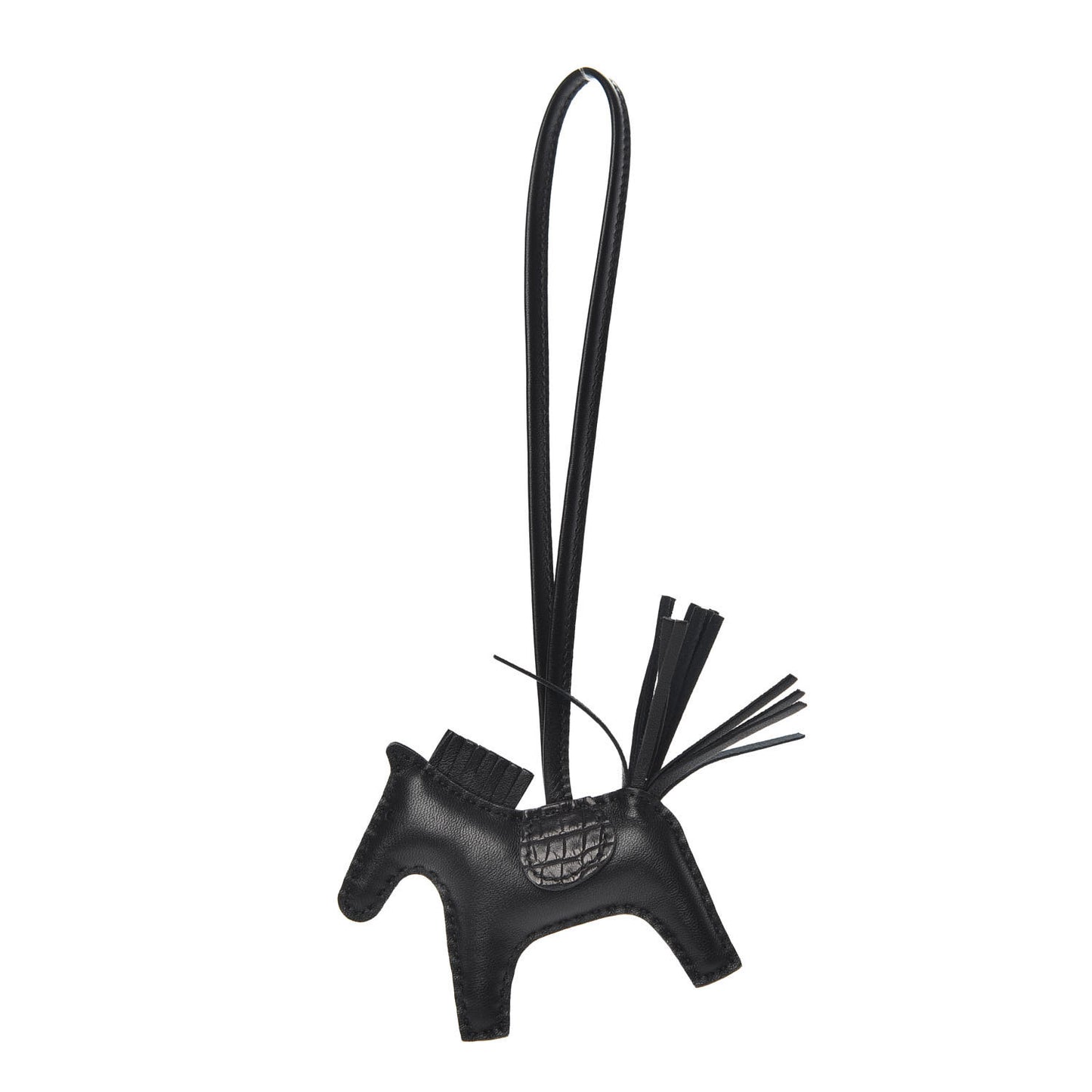 Milo Lambskin Matte Alligator Touch Grigri Rodeo Horse Bag Charm PM So Black