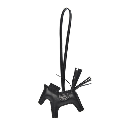 Hermes Milo Lambskin Matte Alligator Touch Grigri Rodeo Horse Bag Charm PM So Black 1 of 4