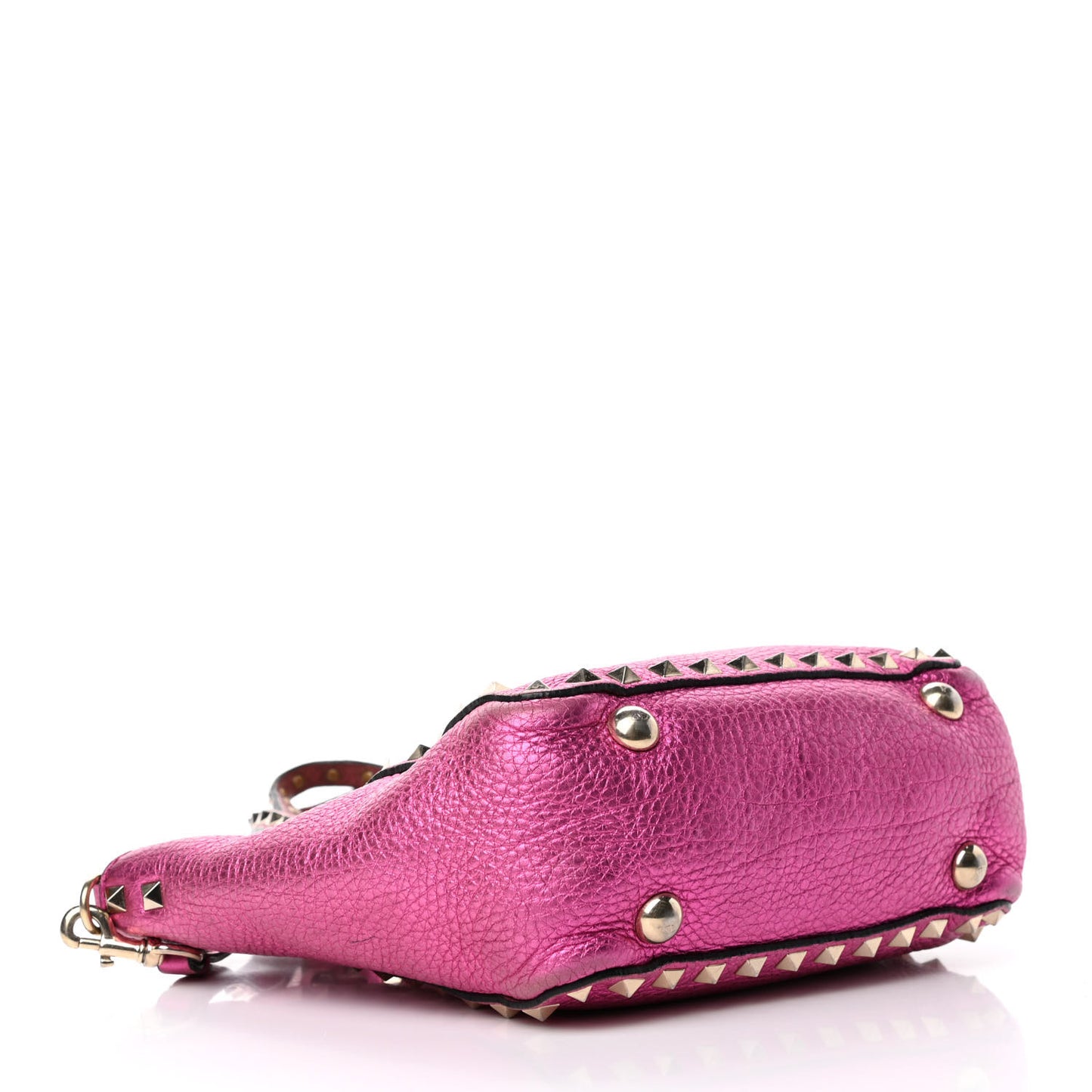 Metallic Pebbled Calfskin Mini Rockstud Tote Peony