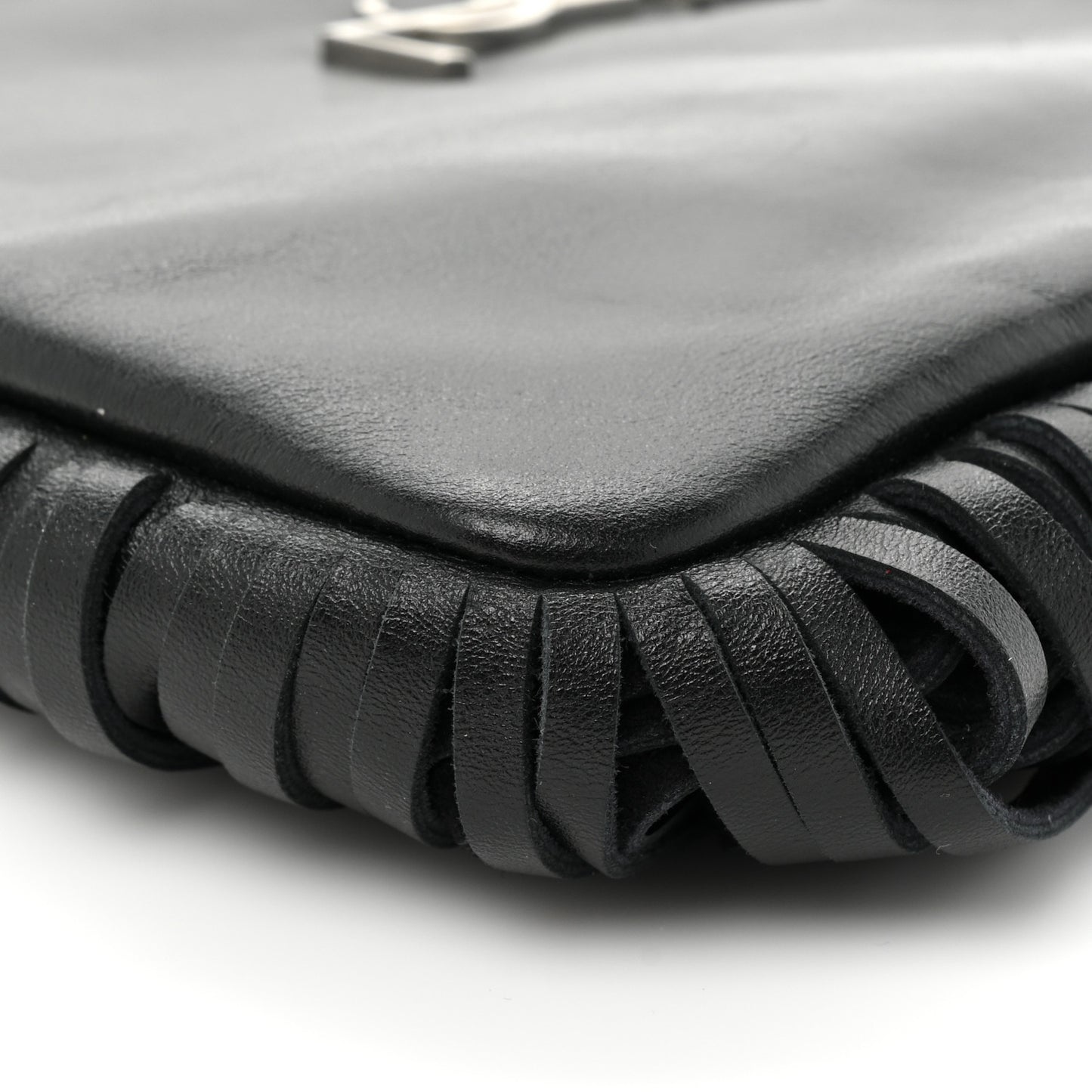 Calfskin Monogram Fringe Pouch Black