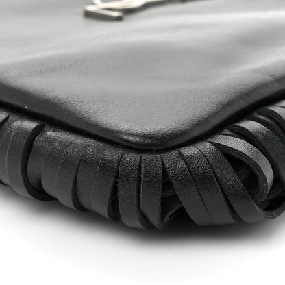 Saint Laurent Calfskin Monogram Fringe Pouch Black 8 of 9