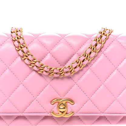 Chanel Lambskin Quilted Secret CC Wallet On Chain WOC Pink 8 of 10