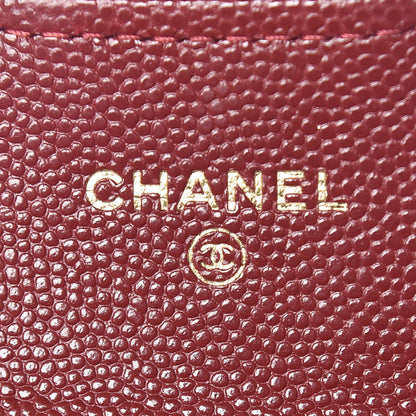 Chanel Iridescent Caviar Quilted Flap Card Holder Burgundy 6 of 9