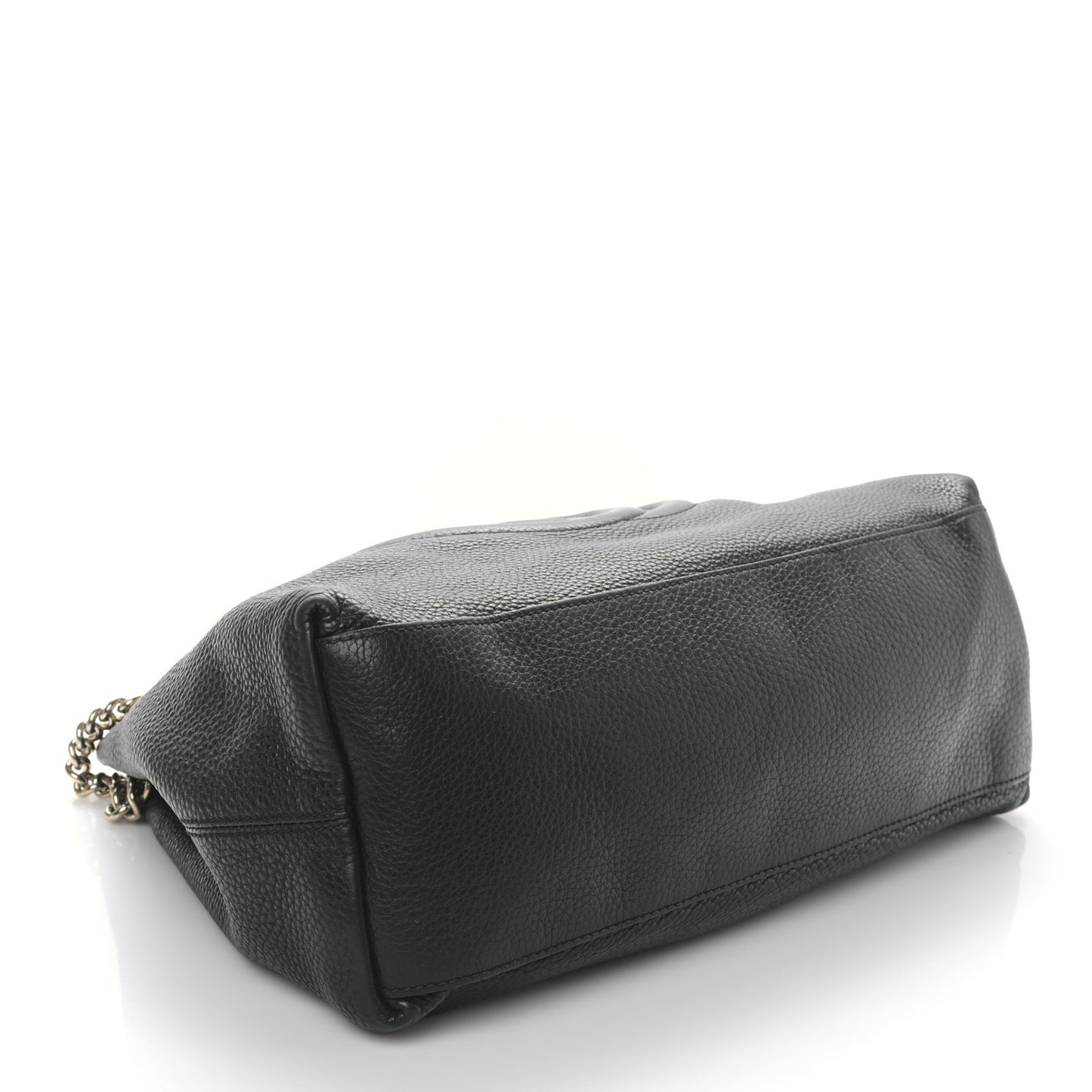 Pebbled Calfskin Medium Soho Chain Shoulder Bag Black