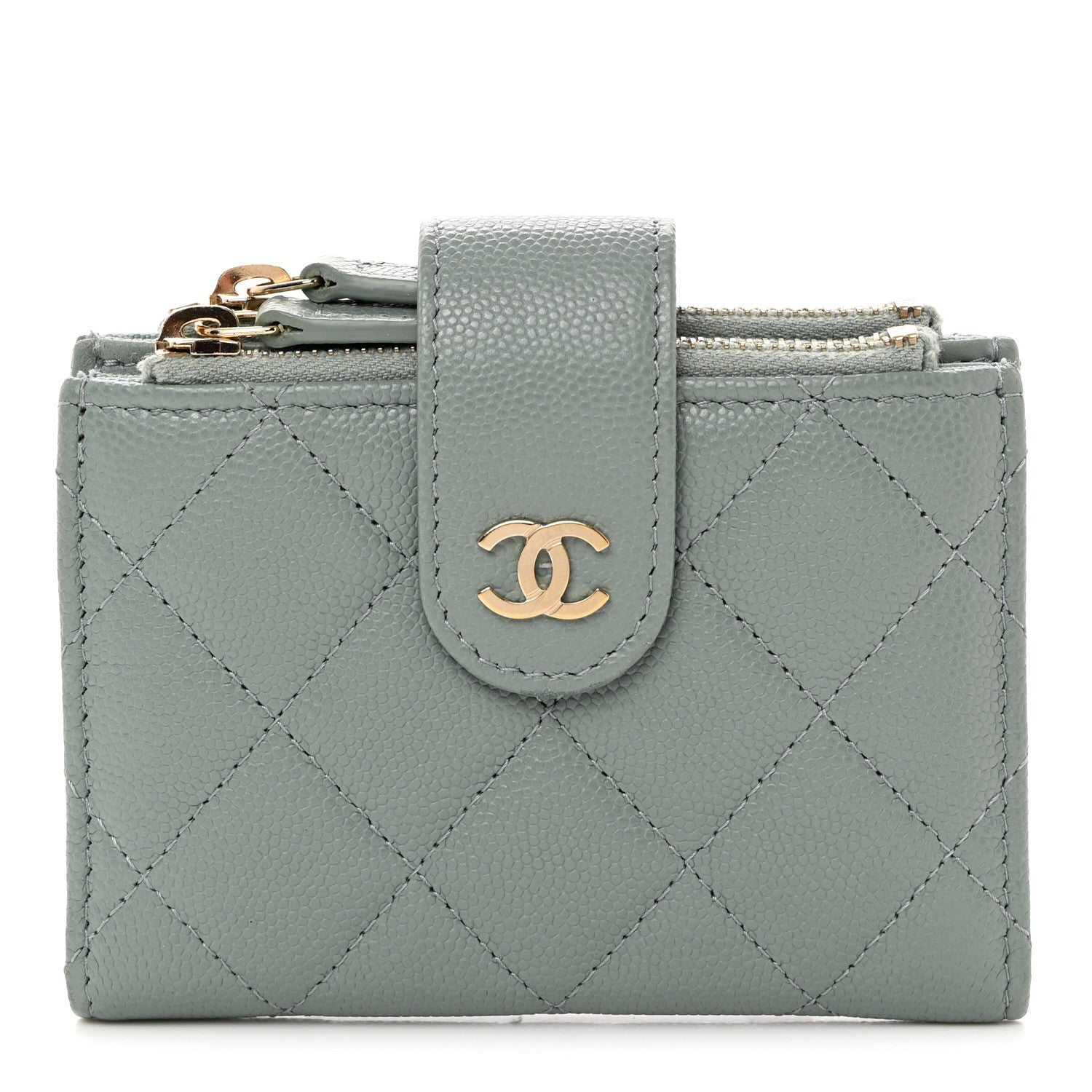Chanel Caviar Quilted Compact Zipped Pocket Wallet Grey 1 of 8
